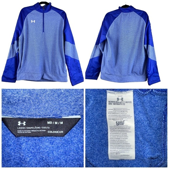 Under‎ Armour Mens Loose Coldgear Royal Performance Fleece Size Medium Blue - Picture 1 of 11